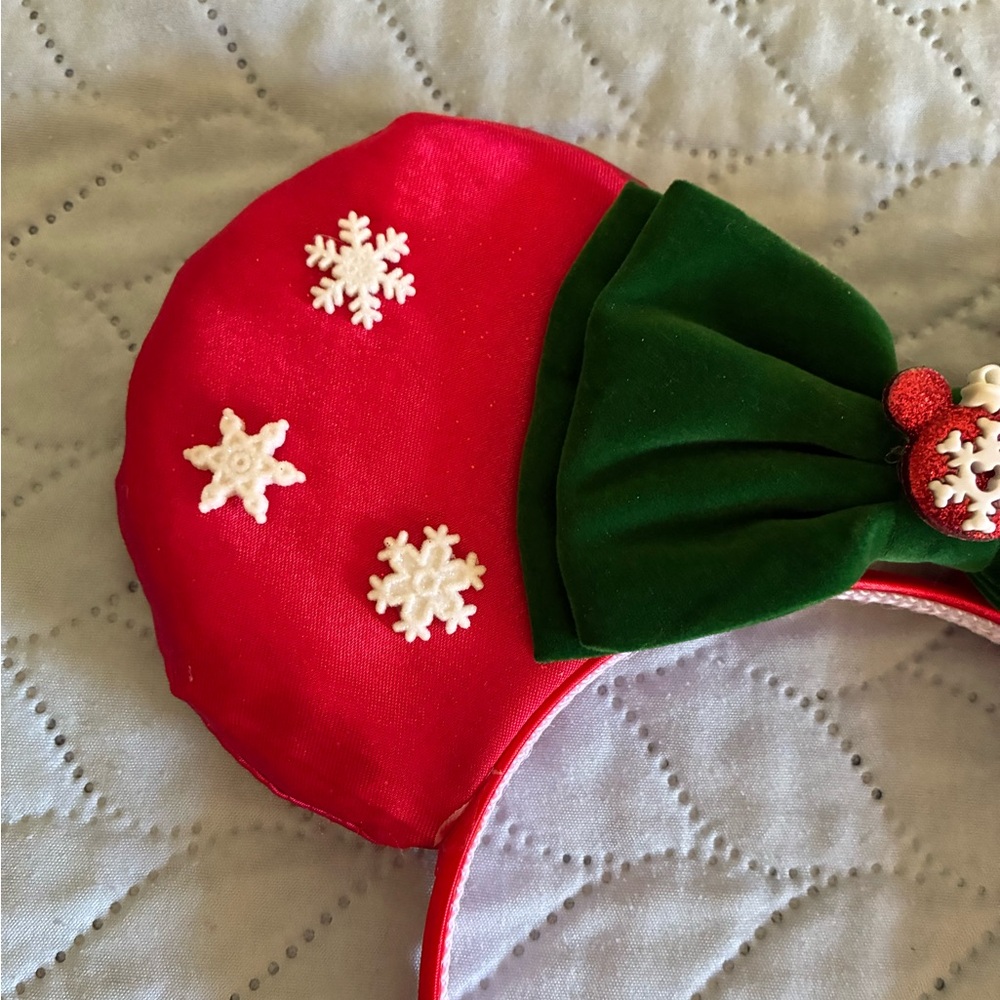 Disney inspired Festive Red and Green Mouse Ears Headband - Picture 7 of 9